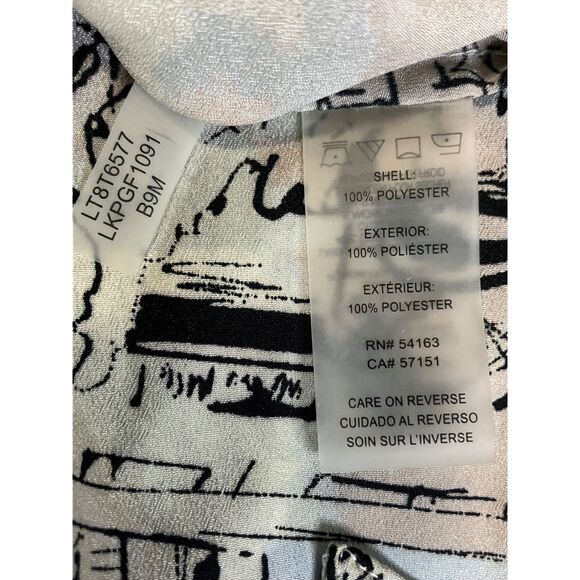 Karl Lagerfeld Paris Parisian Landmarks Print Blouse Size L - Picture 6 of 9